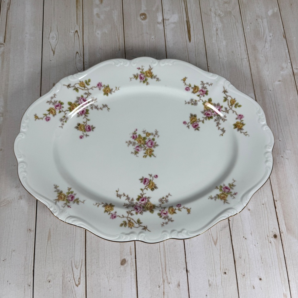 Johann Haviland Michele 12"‎ Oval Serving Platter Bavaria Floral Gold